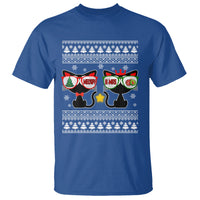 Meowy Xmas Funny Cat Couple With Sunglass T Shirt - Wonder Print Shop