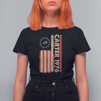 Jimmy Carter T Shirt For Women 39th US President 1976 Retro American Flag