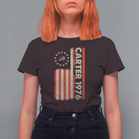 Jimmy Carter T Shirt For Women 39th US President 1976 Retro American Flag