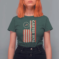 Jimmy Carter T Shirt For Women 39th US President 1976 Retro American Flag