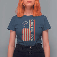 Jimmy Carter T Shirt For Women 39th US President 1976 Retro American Flag