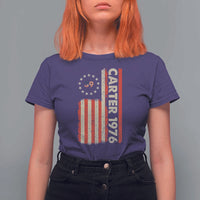 Jimmy Carter T Shirt For Women 39th US President 1976 Retro American Flag