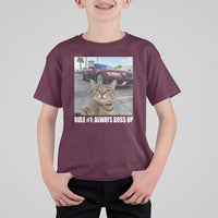 Funny Cat Meme T Shirt For Kid Rule No.1 Always Boss Up - Wonder Print Shop
