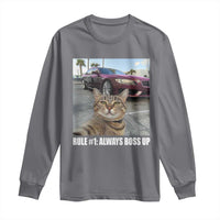 Funny Cat Meme Long Sleeve Shirt Rule No.1 Always Boss Up