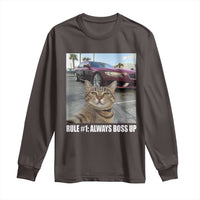 Funny Cat Meme Long Sleeve Shirt Rule No.1 Always Boss Up