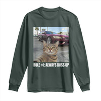 Funny Cat Meme Long Sleeve Shirt Rule No.1 Always Boss Up