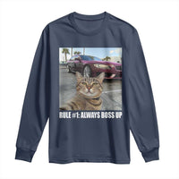 Funny Cat Meme Long Sleeve Shirt Rule No.1 Always Boss Up