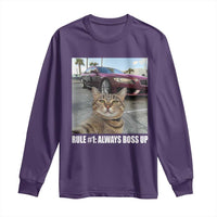 Funny Cat Meme Long Sleeve Shirt Rule No.1 Always Boss Up