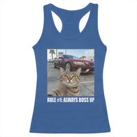 Funny Cat Meme Racerback Tank Top Rule No.1 Always Boss Up