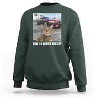 Funny Cat Meme Sweatshirt Rule No.1 Always Boss Up - Wonder Print Shop