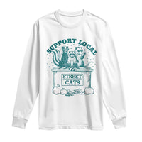 Funny Support Local Street Cat Long Sleeve Shirt Raccoon Opossum Skunk Garbage Crew