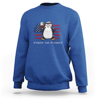 Fight or Flight Meme Cool Penguin Pun Patriotic US Flag Sweatshirt - Wonder Print Shop