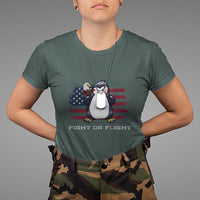 Fight or Flight Meme Cool Penguin Pun Patriotic US Flag T Shirt - Wonder Print Shop