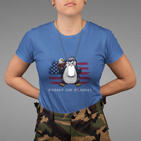 Fight or Flight Meme Cool Penguin Pun Patriotic US Flag T Shirt - Wonder Print Shop