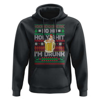 Funny Christmas Hoodie Ho Ho Holy Shit I'm Drunk Santa Drinking Beer