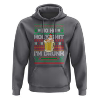 Funny Christmas Hoodie Ho Ho Holy Shit I'm Drunk Santa Drinking Beer