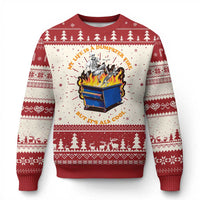 Funny Dumpster Fire Ugly Christmas Sweater Skeleton Skateboard My Life Is A Dumpster Fire But It's All Cool - Wonder Print Shop