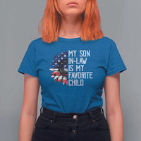 Funny My Son In Law Is My Favorite Child T Shirt For Women American Flag Sunflower