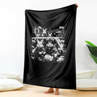 Funny Bunny Gang Throw Blanket Vintage Rabbit Meme