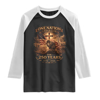 Blessings 250 Years America Raglan Shirt Christian Patriotic One Nation Under God US Flag