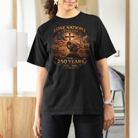 Blessings 250 Years America T Shirt For Women Christian Patriotic One Nation Under God US Flag