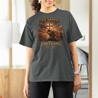 Blessings 250 Years America T Shirt For Women Christian Patriotic One Nation Under God US Flag