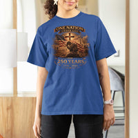Blessings 250 Years America T Shirt For Women Christian Patriotic One Nation Under God US Flag