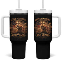 Blessings 250 Years America Tumbler With Handle Christian Patriotic One Nation Under God US Flag