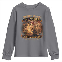 Blessings 250 Years America Youth Sweatshirt Christian Patriotic One Nation Under God Founding Fathers