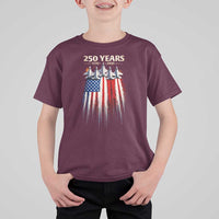 250 Years Anniversary T Shirt For Kid Usa American Flag 1776 2026 Patriotic Independence Day 4th July