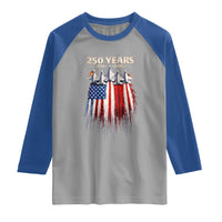 250 Years Anniversary Raglan Shirt Usa American Flag 1776 2026 Patriotic Independence Day 4th July