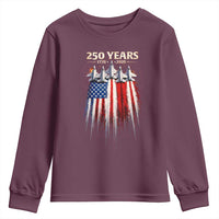 250 Years Anniversary Youth Sweatshirt Usa American Flag 1776 2026 Patriotic Independence Day 4th July