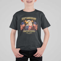 250th Anniversary T Shirt For Kid United States 250 Years Birthday 1776 2026 Eagle USA Flag