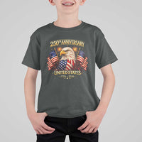 250th Anniversary T Shirt For Kid United States 250 Years Birthday 1776 2026 Eagle USA Flag