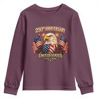 250th Anniversary Youth Sweatshirt United States 250 Years Birthday 1776 2026 Eagle USA Flag