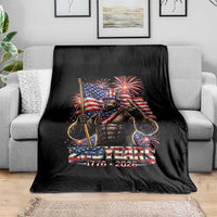 Bigfoot 250th Anniversary Throw Blanket USA Independence 250 Years Of Freedom 1776 2026 Patriotic Flag