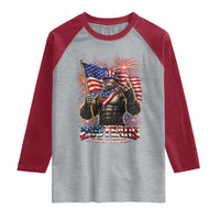 Bigfoot 250th Anniversary Raglan Shirt USA Independence 250 Years Of Freedom 1776 2026 Patriotic Flag