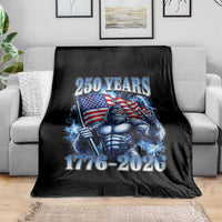 Bigfoot 250th Anniversary America Throw Blanket 250 Years Of Freedom 4th July 1776 2026 Patriotic Flag