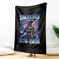 250th Anniversary Yankee Spirit Throw Blanket 1776 2026 Patriotic Tactical Minuteman US Flag