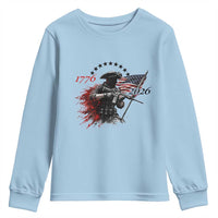 250 Years Anniversary Yankee Spirit Youth Sweatshirt 1776 2026 Patriotic Tactical Minuteman Independence Day 4th July US Flag