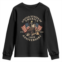 USA 250th Anniversary Youth Sweatshirt Vintage Eagle US Flag Independence Day 4th July Patriotic