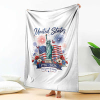 250th Anniversary USA Throw Blanket Patriotic Liberty Floral 250 Years American 4th July 1776 2026