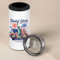 250th Anniversary USA 4 in 1 Can Cooler Tumbler Patriotic Liberty Floral 250 Years American 4th July 1776 2026