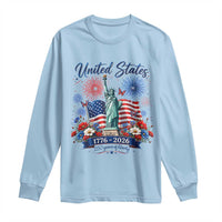 250th Anniversary USA Long Sleeve Shirt Patriotic Liberty Floral 250 Years American 4th July 1776 2026