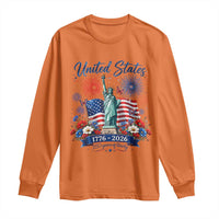 250th Anniversary USA Long Sleeve Shirt Patriotic Liberty Floral 250 Years American 4th July 1776 2026