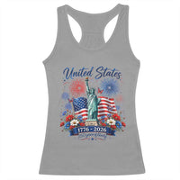 250th Anniversary USA Racerback Tank Top Patriotic Liberty Floral 250 Years American 4th July 1776 2026