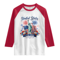 250th Anniversary USA Raglan Shirt Patriotic Liberty Floral 250 Years American 4th July 1776 2026