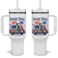 250th Anniversary USA Tumbler With Handle Patriotic Liberty Floral 250 Years American 4th July 1776 2026