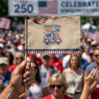 250th Anniversary USA Patriotic Handheld Flag Liberty Floral 250 Years American 4th July 1776 2026