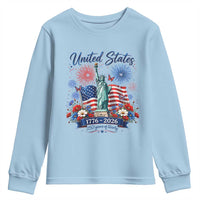 250th Anniversary USA Youth Sweatshirt Patriotic Liberty Floral 250 Years American 4th July 1776 2026